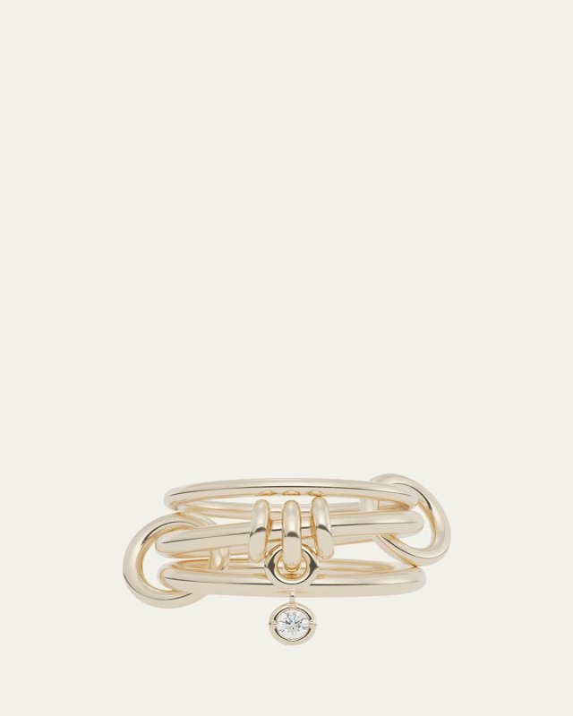 18K Yellow Gold Piera 3-Link Ring with White Diamond Charm